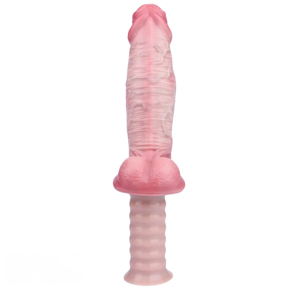 11.29in Real Feeling Uncut Double Layer Silicone Soft Handle Dildo For Sex