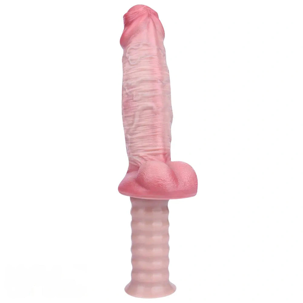 11.29in Real Feeling Uncut Double Layer Silicone Soft Handle Dildo For Sex