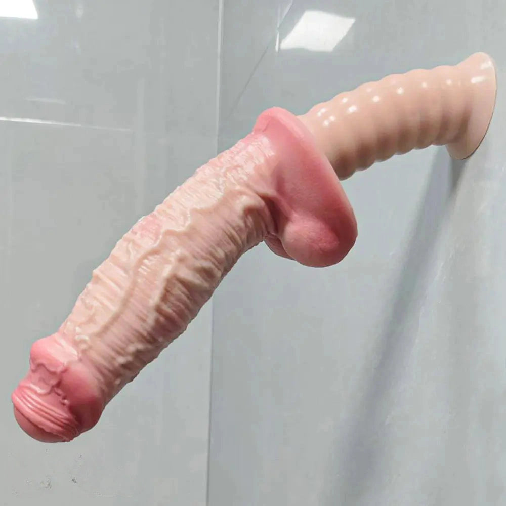 11.29in Real Feeling Uncut Double Layer Silicone Soft Handle Dildo For Sex