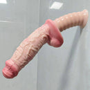 11.29in Real Feeling Uncut Double Layer Silicone Soft Handle Dildo For Sex