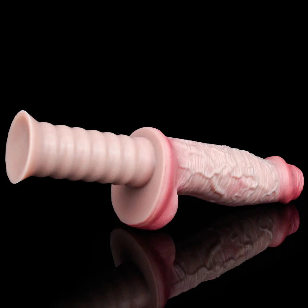 11.29in Real Feeling Uncut Double Layer Silicone Soft Handle Dildo For Sex