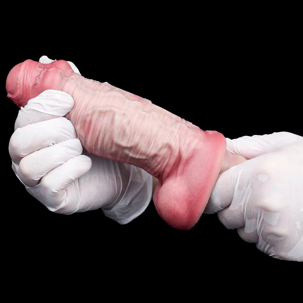 11.29in Real Feeling Uncut Double Layer Silicone Soft Handle Dildo For Sex