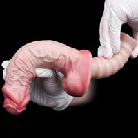 11.29in Real Feeling Uncut Double Layer Silicone Soft Handle Dildo For Sex