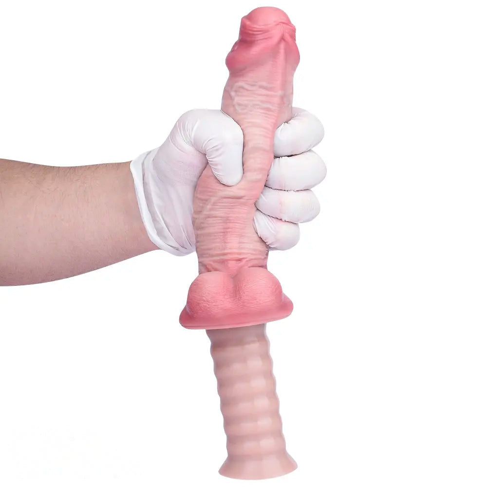 11.29in Real Feeling Uncut Double Layer Silicone Soft Handle Dildo For Sex