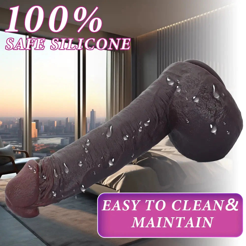 11.35in Real Feeling Dual Density Silicone Big Dildo Vaginal Anal Cock Sex Toy