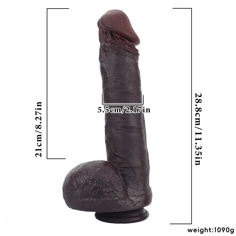 11.35in Real Feeling Dual Density Silicone Big Dildo Vaginal Anal Cock Sex Toy