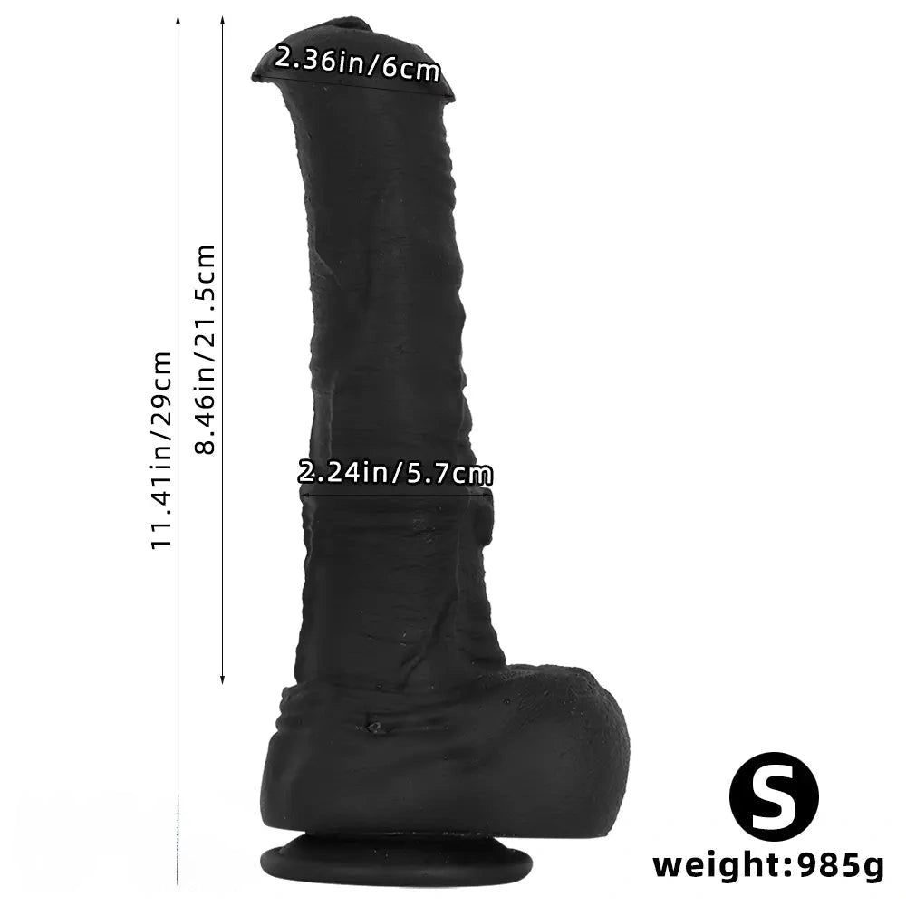 11.41in 13.18in 14.56in Big Long Black Silicone Thick Dildo Indoor Sex Toy