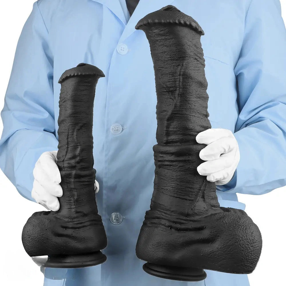 11.41in 13.18in 14.56in Big Long Black Silicone Thick Dildo Indoor Sex Toy