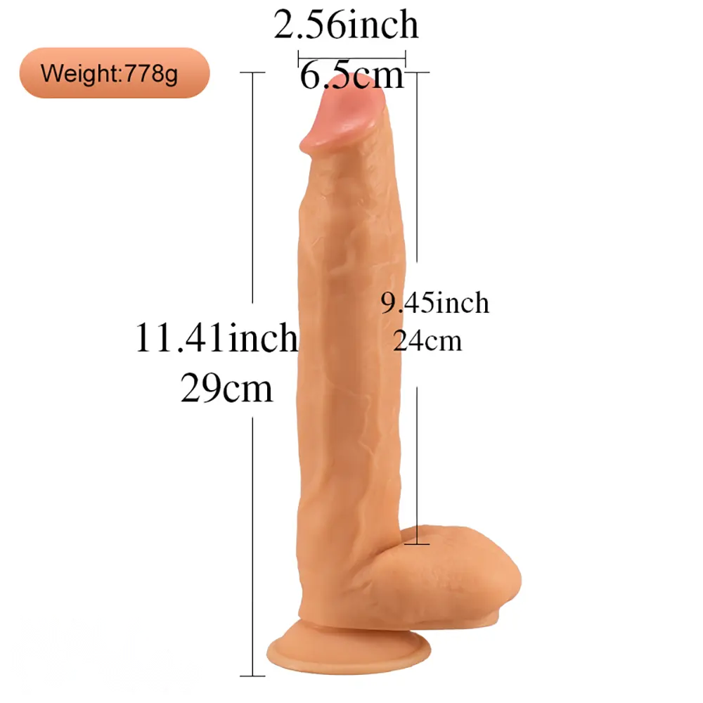 11.41in Large Real PVC Skin Adult Love Dildo For Women Men Sex Toy