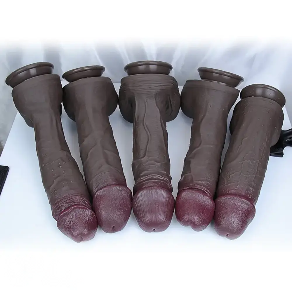 11.4in 12.6in Huge Ebony Silicone Dildo Realistic Thick Cock Lifelike Skin