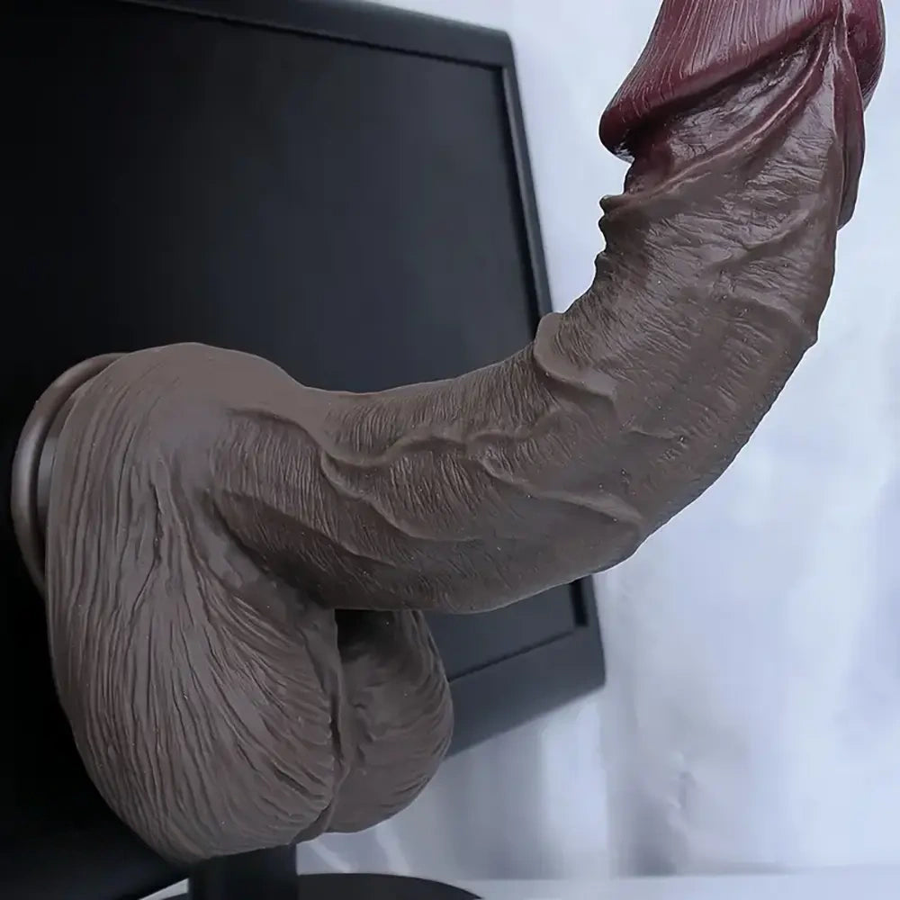 11.4in 12.6in Huge Ebony Silicone Dildo Realistic Thick Cock Lifelike Skin