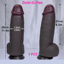 11.4in 12.6in Huge Ebony Silicone Dildo Realistic Thick Cock Lifelike Skin