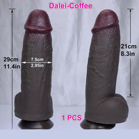 11.4in 12.6in Huge Ebony Silicone Dildo Realistic Thick Cock Lifelike Skin