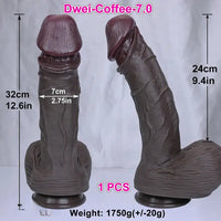 11.4in 12.6in Huge Ebony Silicone Dildo Realistic Thick Cock Lifelike Skin