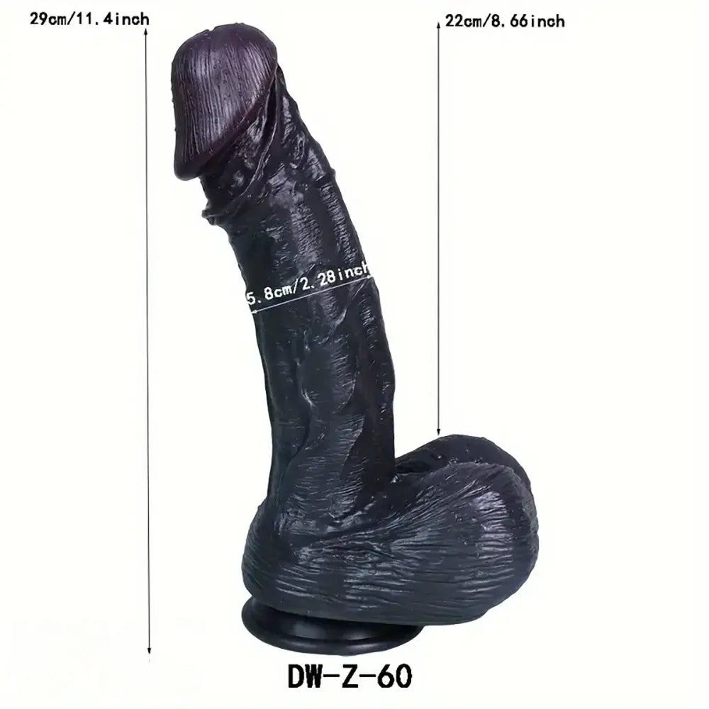 11.4in Realistic Dildo Ebony Soft Silicone Ultra Lifelike Adult Sex Toy