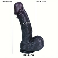 11.4in Silicone Ebony Large Soft Dildo For Women Strong Suction Cup