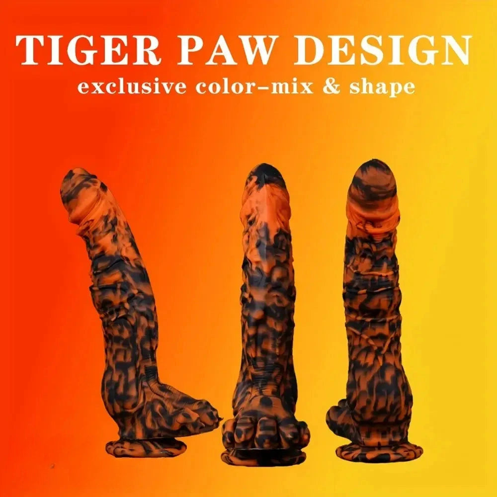 11.4in Silicone Monster Tiger Paw Shaped Massage Thick Anal Fantasy Dildo
