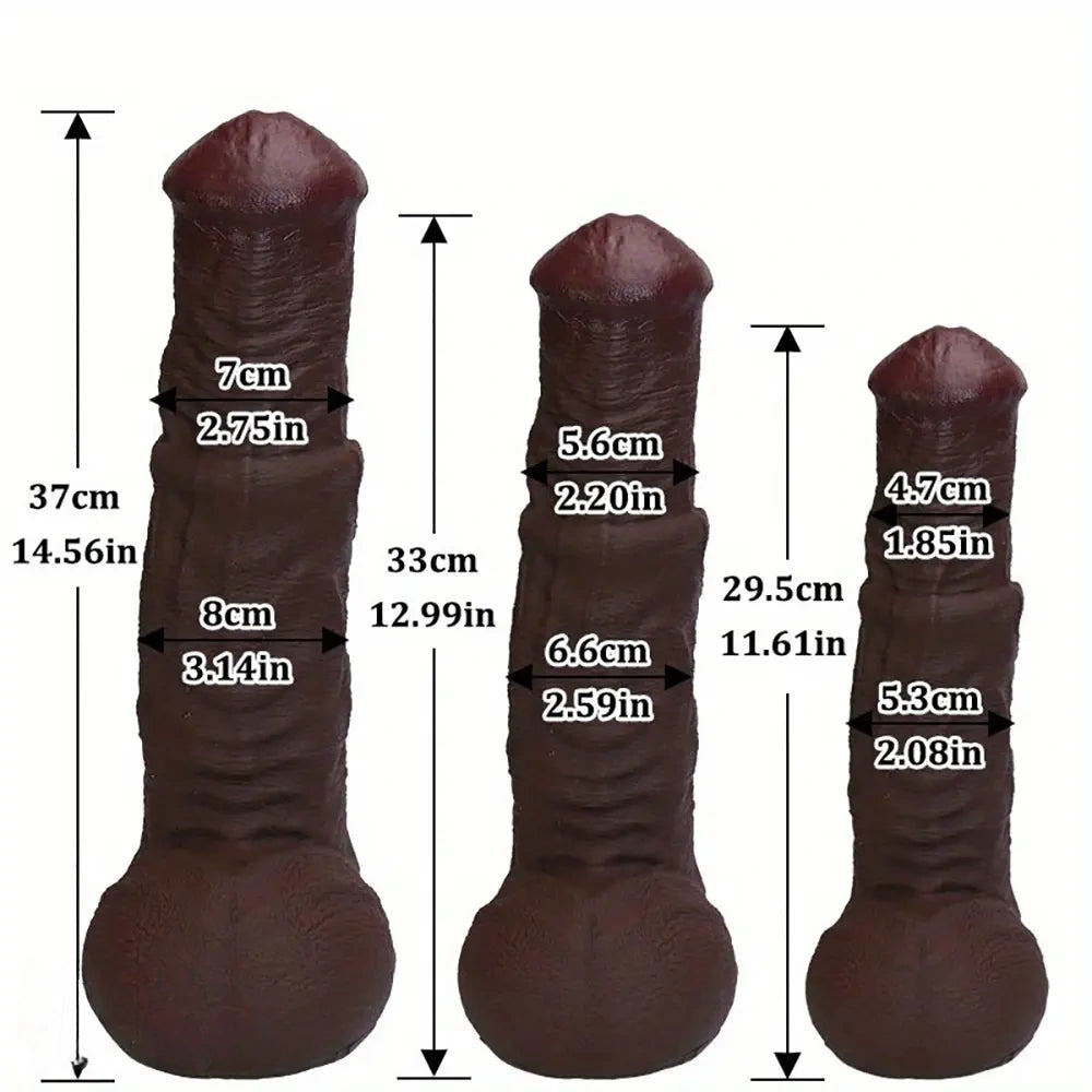 11.61in 12.99in 14.56in Huge Thick Ebony Dildo For Anal Play G-Spot Sex