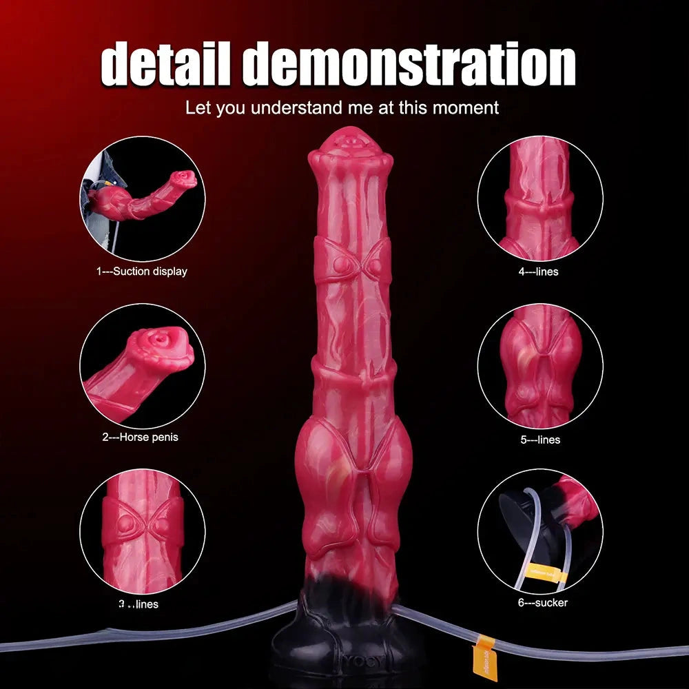 11.7in Fantasy Knotted Silicone Soft Big Ejaculating Horse Cock Odd Dildo