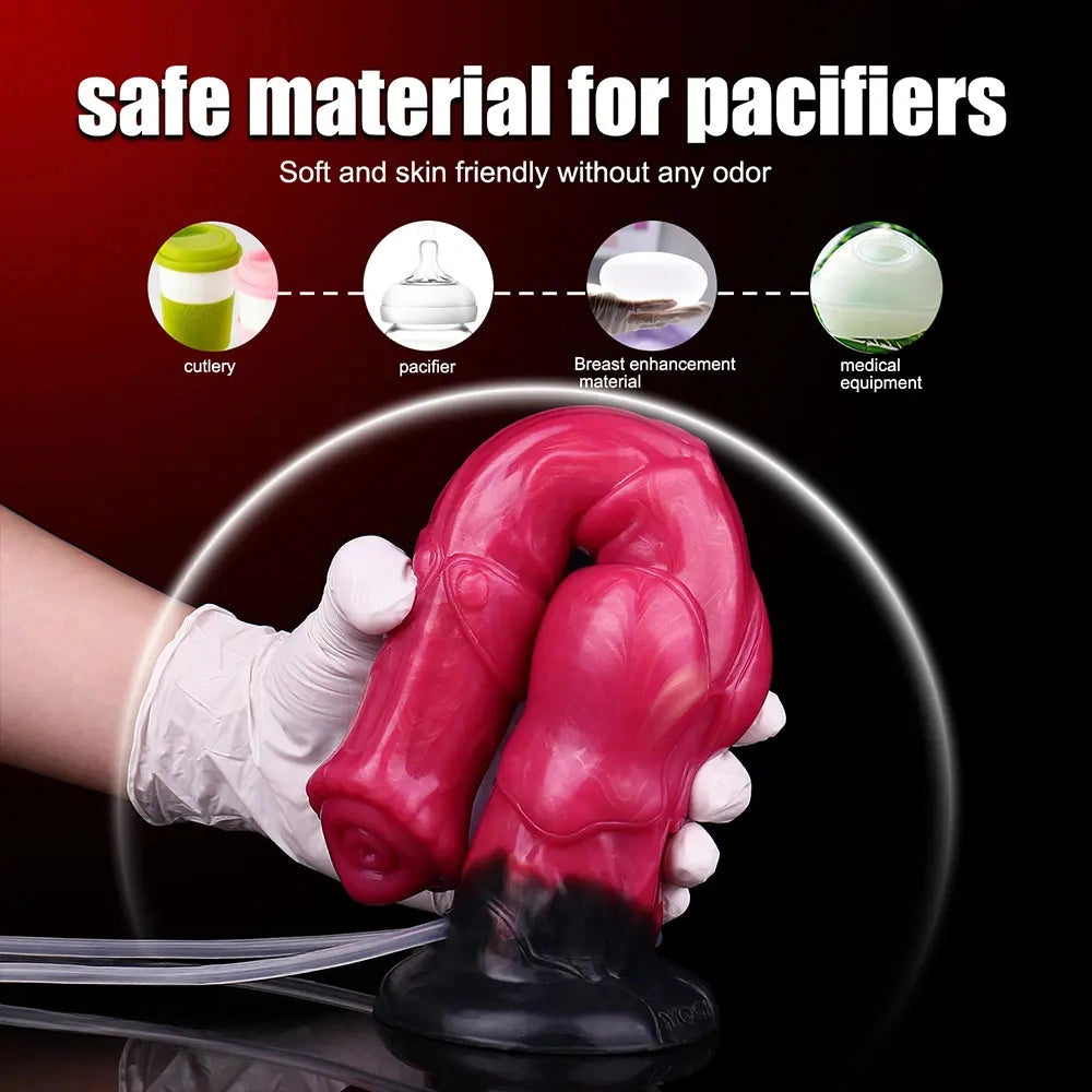 11.7in Fantasy Knotted Silicone Soft Big Ejaculating Horse Cock Odd Dildo