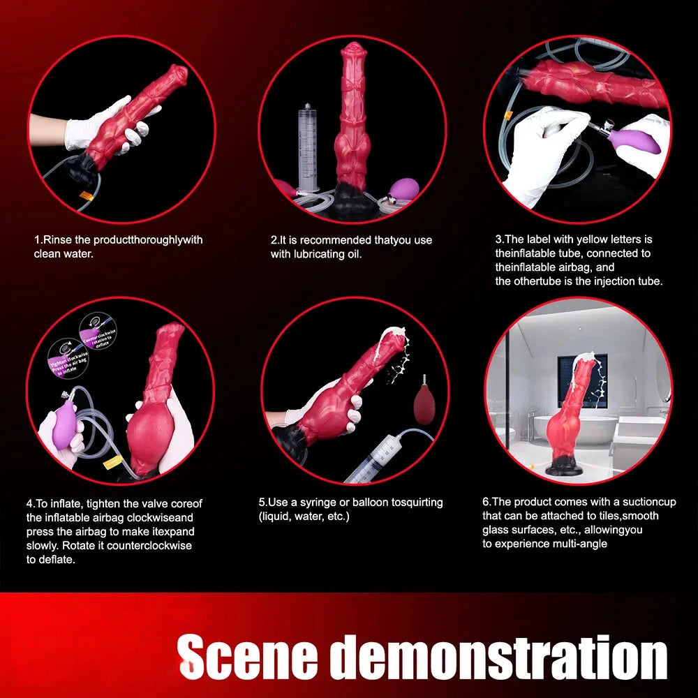 11.7in Fantasy Knotted Silicone Soft Big Ejaculating Horse Cock Odd Dildo
