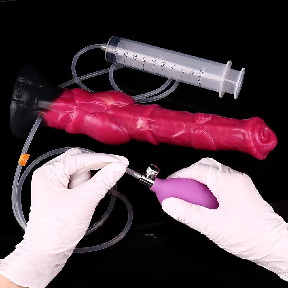 11.7in Fantasy Knotted Silicone Soft Big Ejaculating Horse Cock Odd Dildo