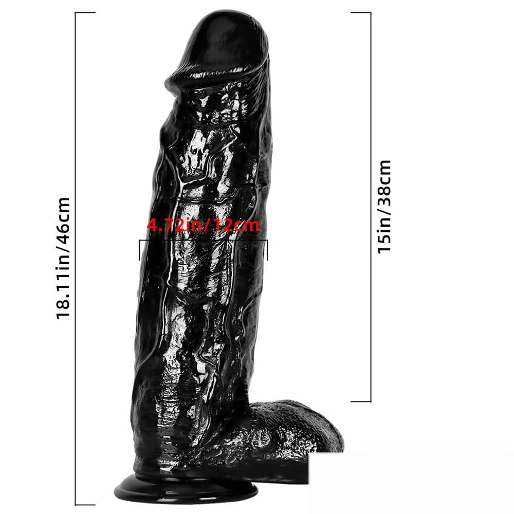 11.81in 16.53in 18.11in Huge Thick Black Dildos For Anus Vagina