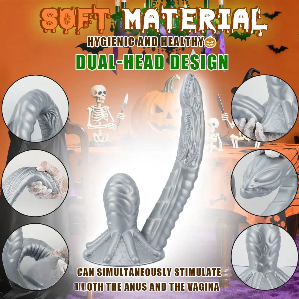 11.81in 17.7in Dual Ended Alien Anal Plug Soft Fantasy Dildo For Halloween