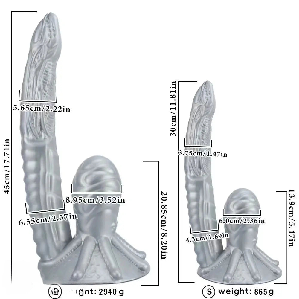 11.81in 17.7in Dual Ended Alien Anal Plug Soft Fantasy Dildo For Halloween
