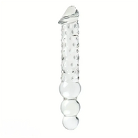 11.81in Glass Clear Big Double Headed Spiked Dildo With Anal Beads
