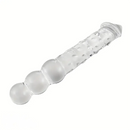 11.81in Glass Clear Big Double Headed Spiked Dildo With Anal Beads