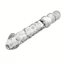 11.81in Glass Clear Big Double Headed Spiked Dildo With Anal Beads