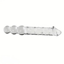 11.81in Glass Clear Big Double Headed Spiked Dildo With Anal Beads
