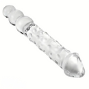 11.81in Glass Clear Big Double Headed Spiked Dildo With Anal Beads