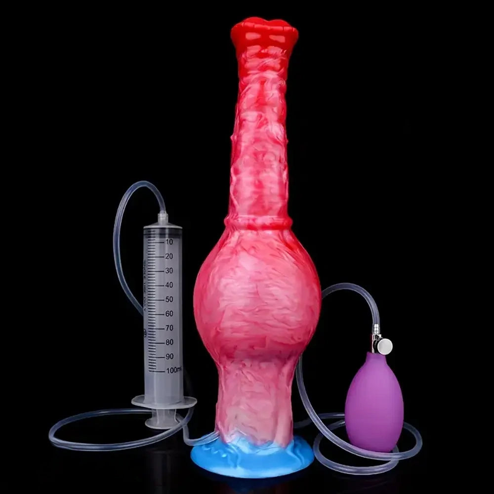 11.81in Realistic Horse Cock Inflatable Big Manual Pump Reusable Dildo
