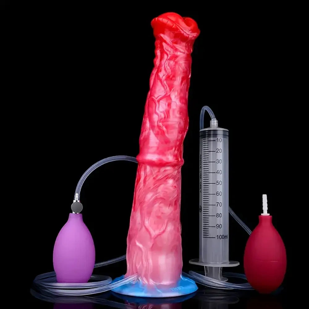 11.81in Realistic Horse Cock Inflatable Big Manual Pump Reusable Dildo