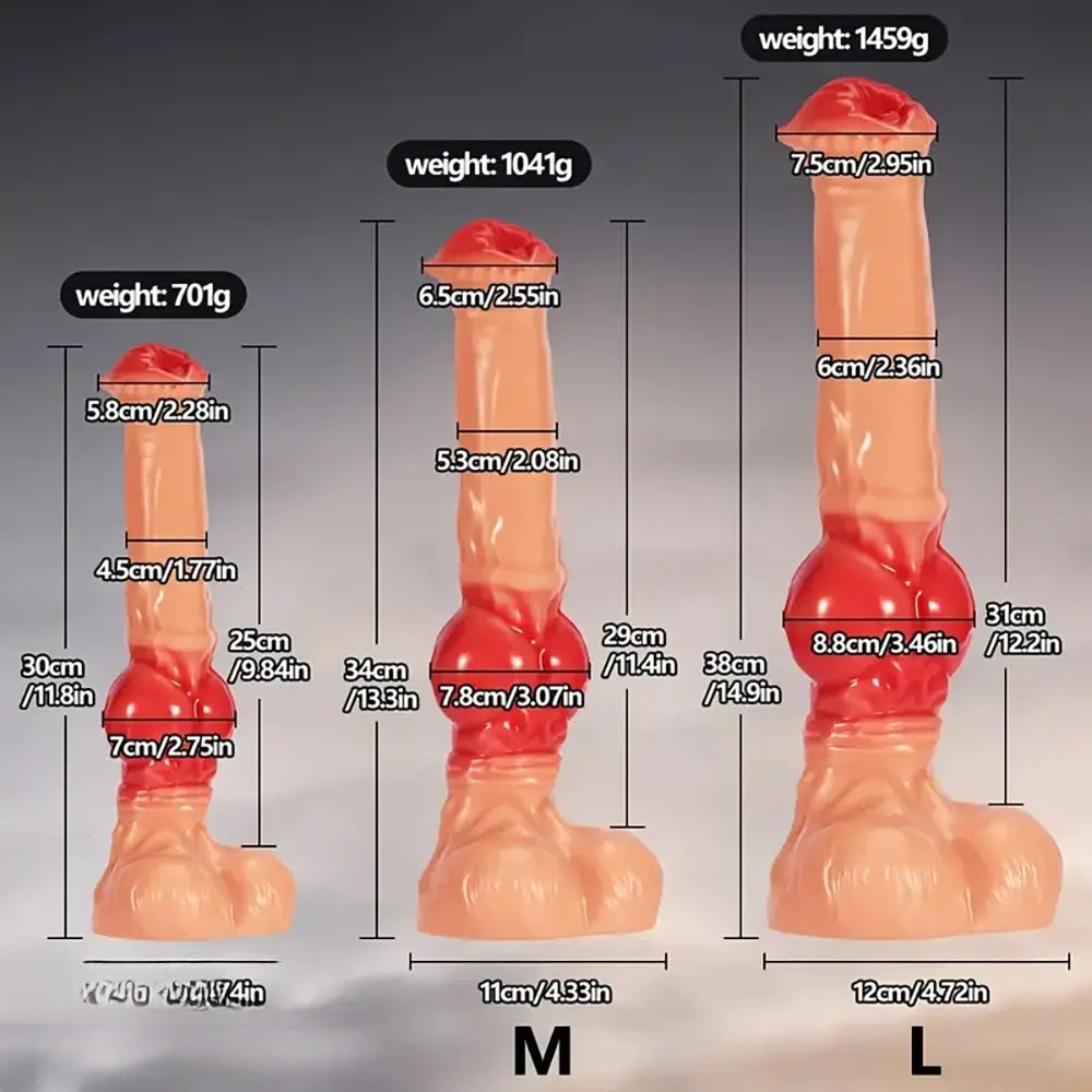 11.8in 13.3in 14.9in Big Long Knot Dog Cock Dildo For G-Point Teasing