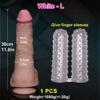 11.8in Huge Soft Lifelike Realistic Skin Thick Cock Double Layer Dildo