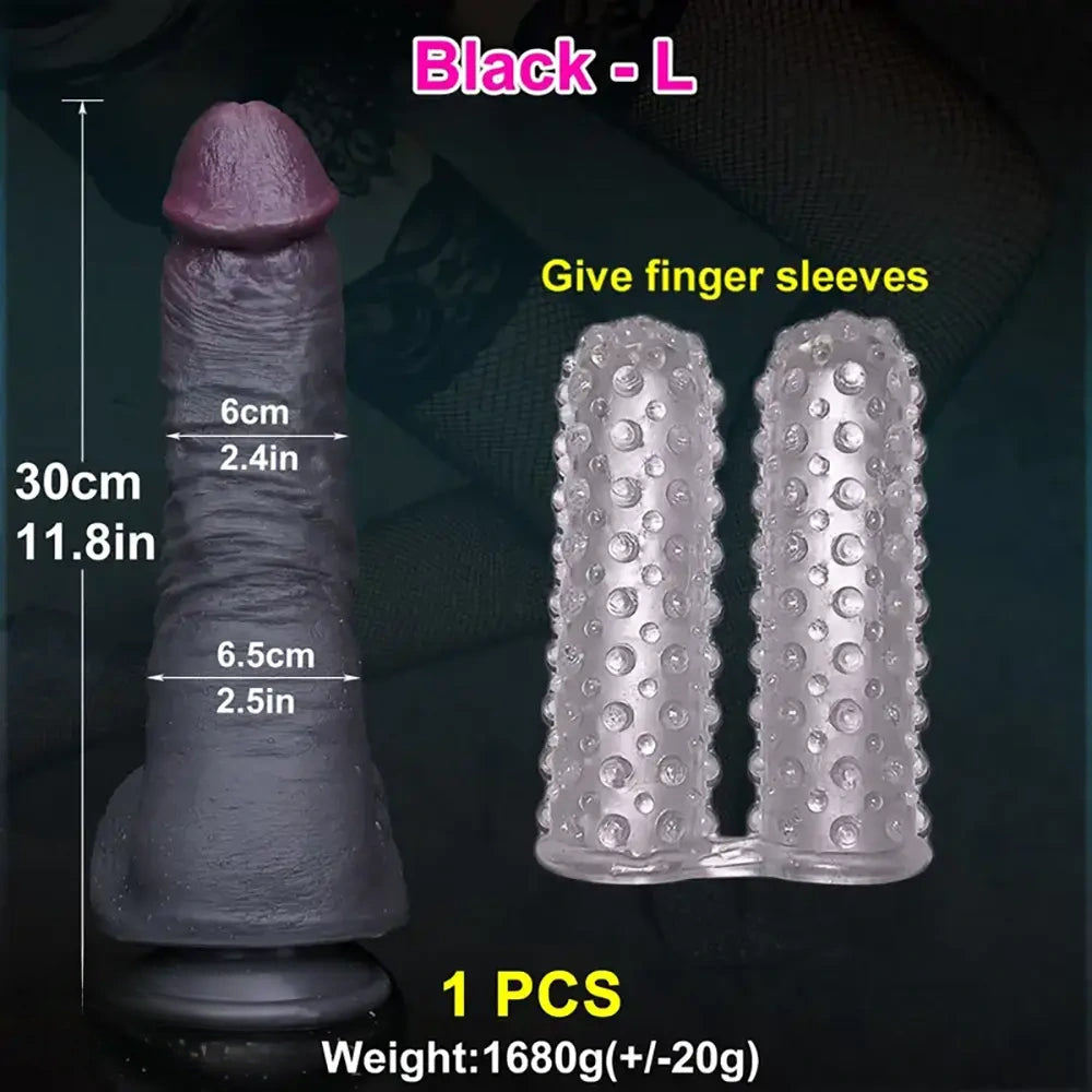 11.8in Huge Soft Lifelike Realistic Skin Thick Cock Double Layer Dildo