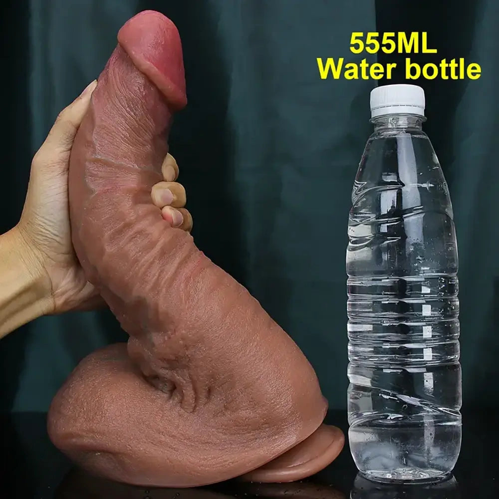 11.8in Huge Soft Lifelike Realistic Skin Thick Cock Double Layer Dildo