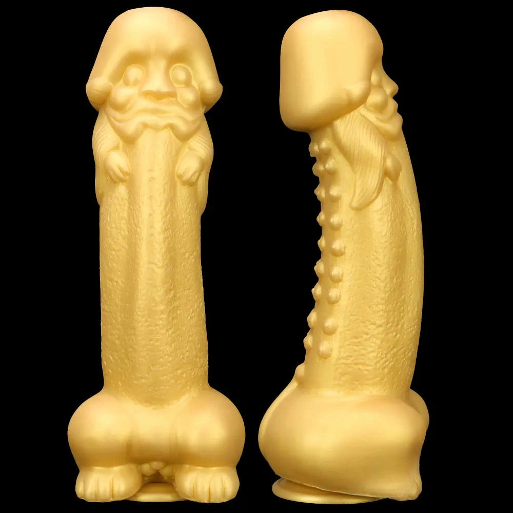11.8in Liquid Large Soft Silicone Fantasy Thick Gold Anal Dildo