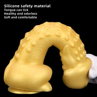 11.8in Liquid Large Soft Silicone Fantasy Thick Gold Anal Dildo