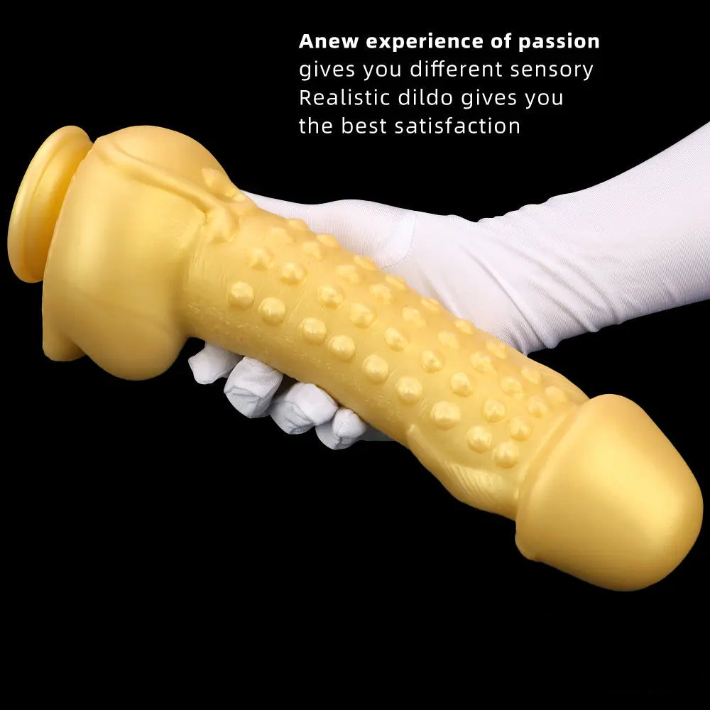 11.8in Liquid Large Soft Silicone Fantasy Thick Gold Anal Dildo