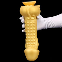11.8in Liquid Large Soft Silicone Fantasy Thick Gold Anal Dildo
