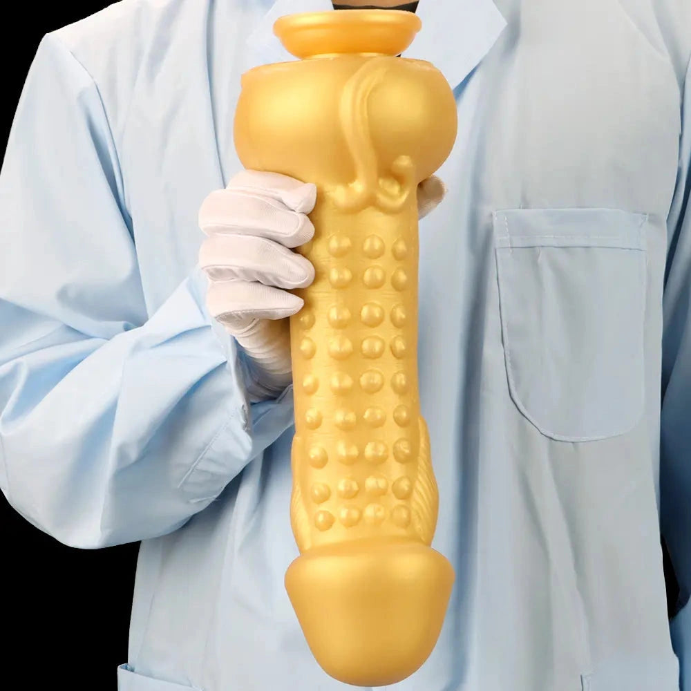 11.8in Liquid Large Soft Silicone Fantasy Thick Gold Anal Dildo