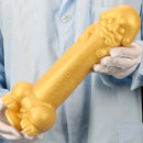11.8in Liquid Large Soft Silicone Fantasy Thick Gold Anal Dildo