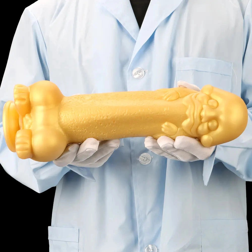 11.8in Liquid Large Soft Silicone Fantasy Thick Gold Anal Dildo