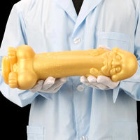 11.8in Liquid Large Soft Silicone Fantasy Thick Gold Anal Dildo