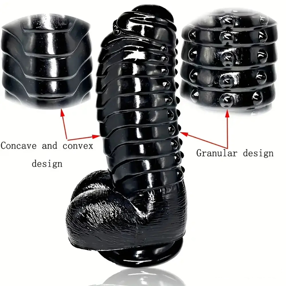 11.8in Realistic Big Black Uncut Spiked Thick Dildo For Female Male