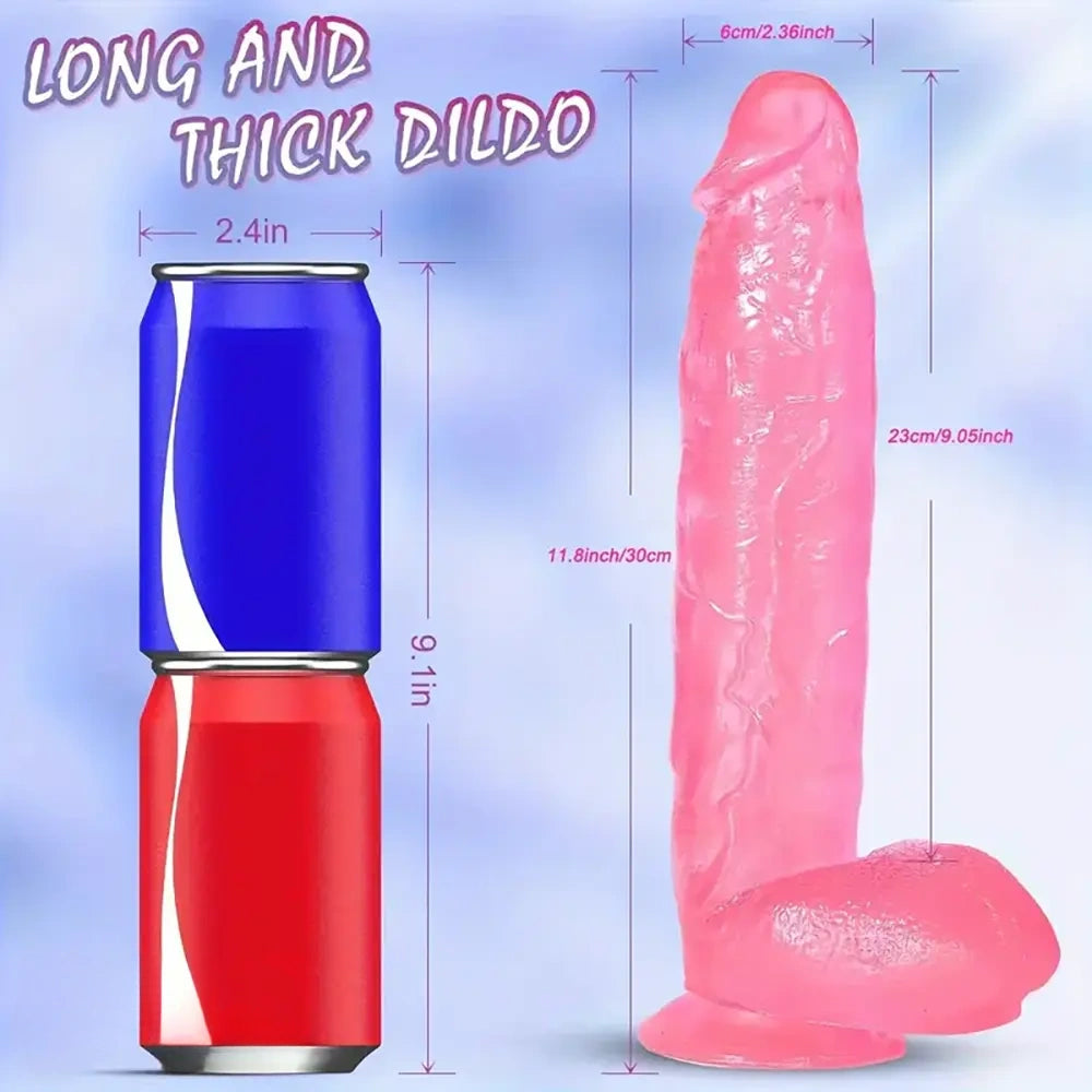 11.8in Thick Real Big Dildo For Hand-Free Play Adult Toy For Anal Pleasure